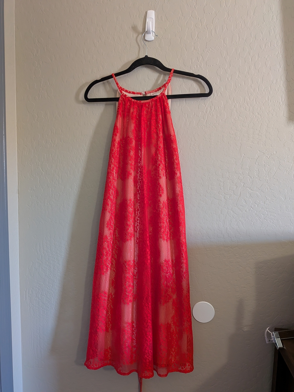 New York & Company Orange Lace Maxi Dress